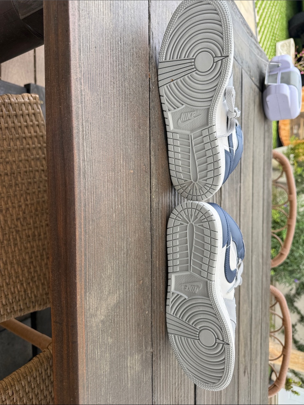 Nike Kids Navy, Light Gray & White High-Top Sneakers - Picture 2 of 5